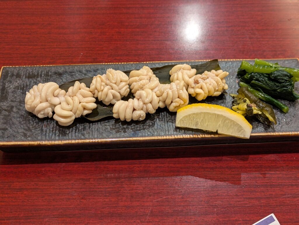 白子ポン酢とポン酢ジュレ、薬味。