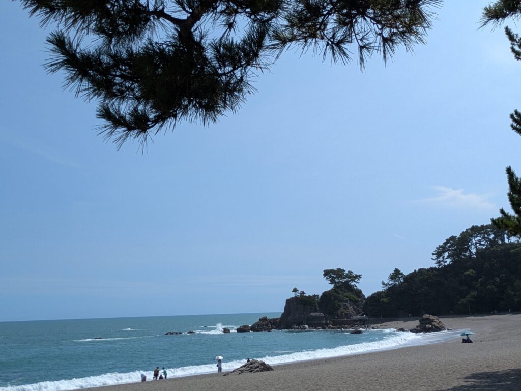 桂浜の砂浜と青い海